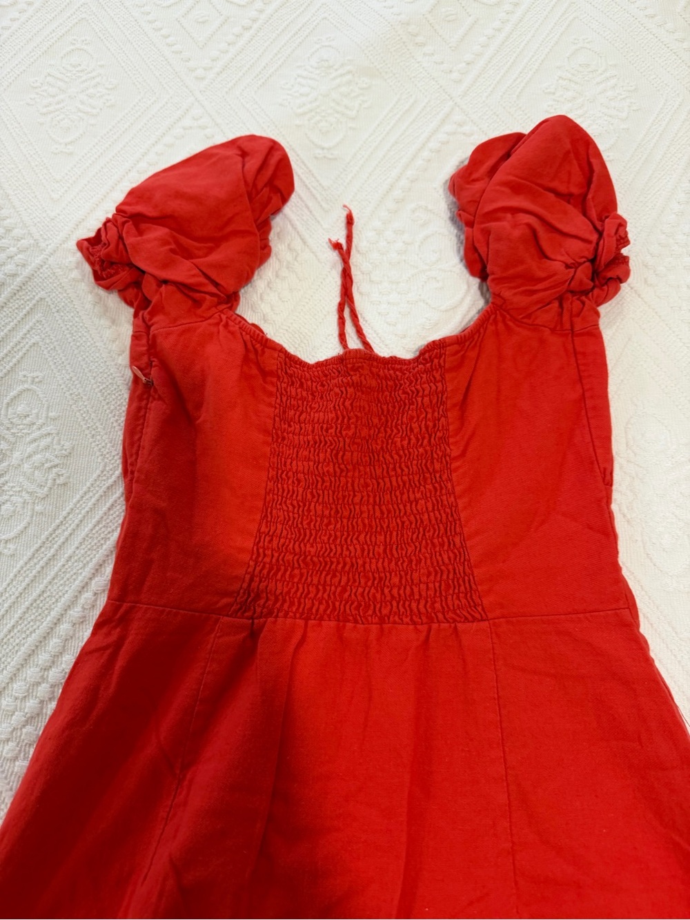 Bershka Red Ruched Puff-Sleeve Mini Dress - Picture 5 of 6